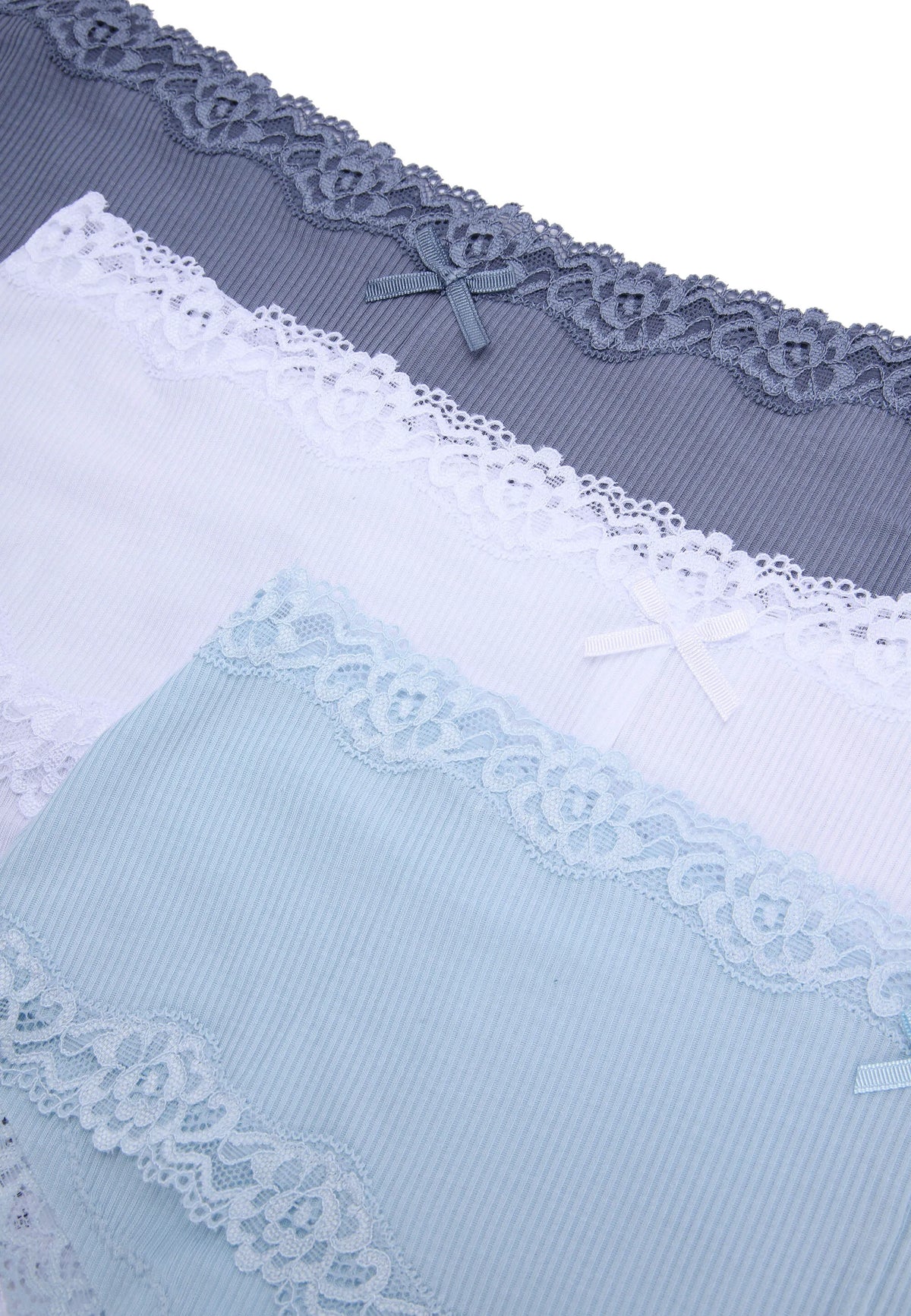 Womens 3pk Blue Lace Trim Short Briefs