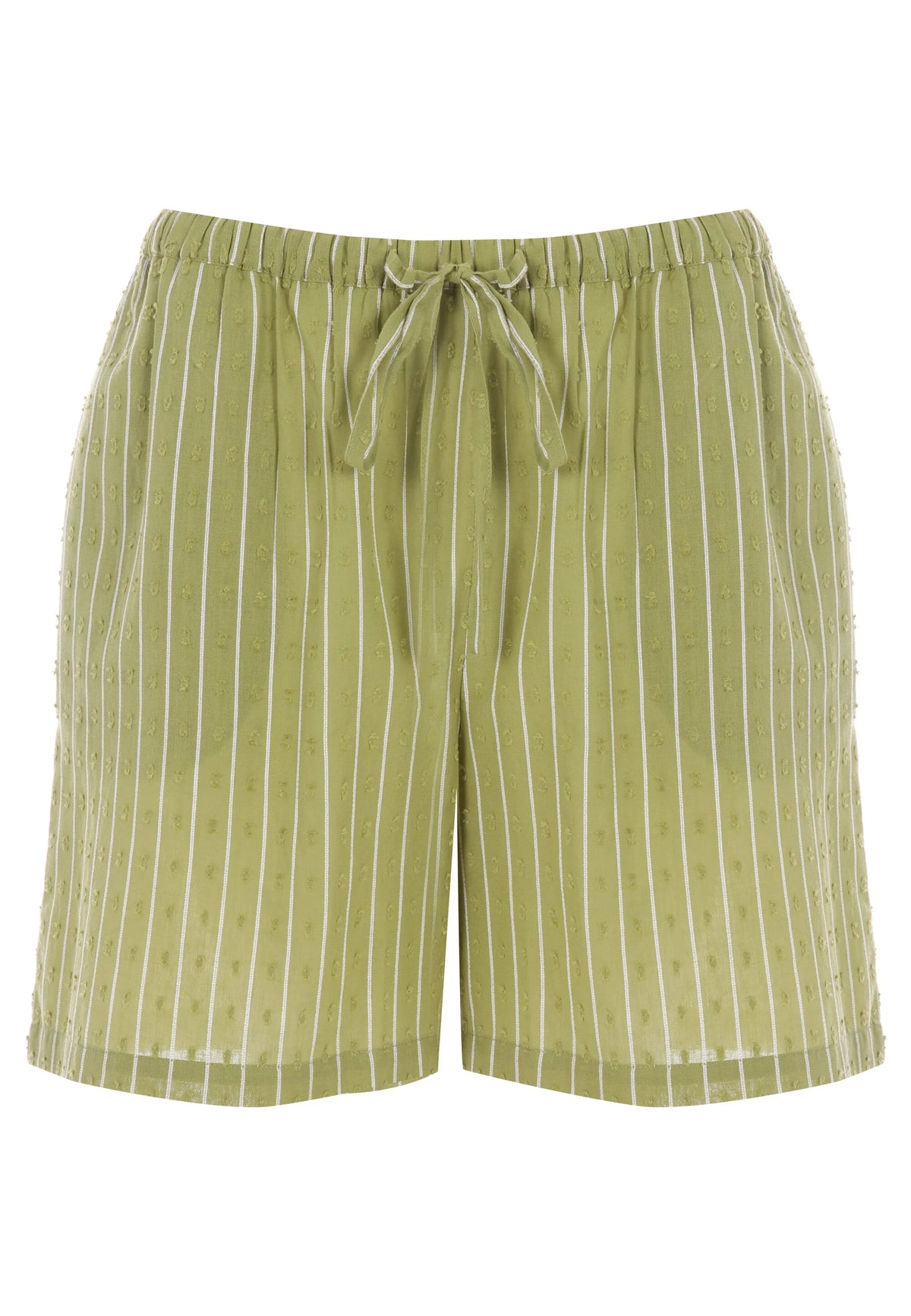 Womens Green Stripe Dobby Shorts
