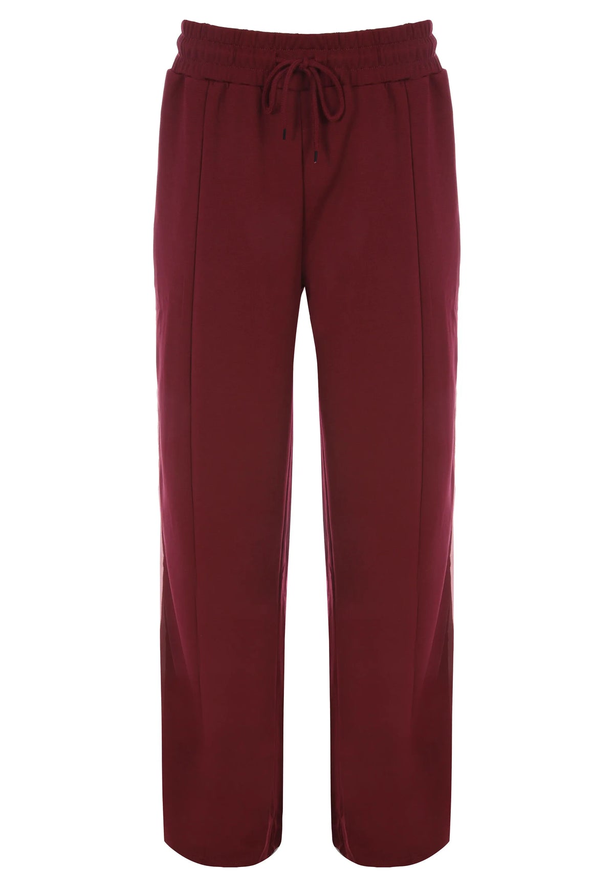 Womens Burgundy Side Stripe Wide Leg Joggers