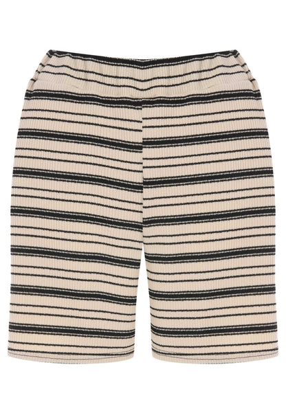 Womens Cream Stripe Textured Shorts