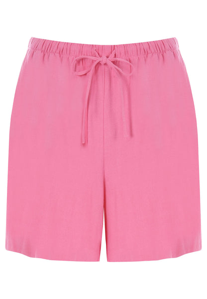 Womens Pink Linen Blend Drawstring Shorts