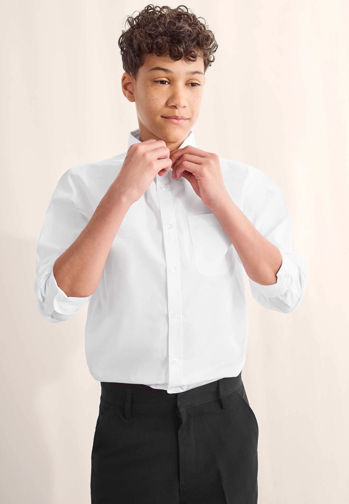 Older Boys White Long Sleeve School Shirt