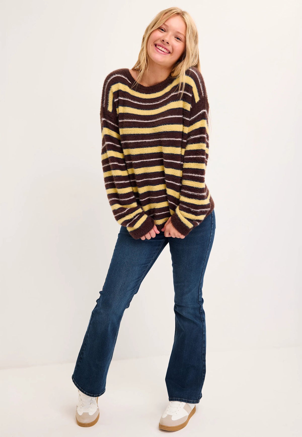 Older Girls Brown Stripe Jumper