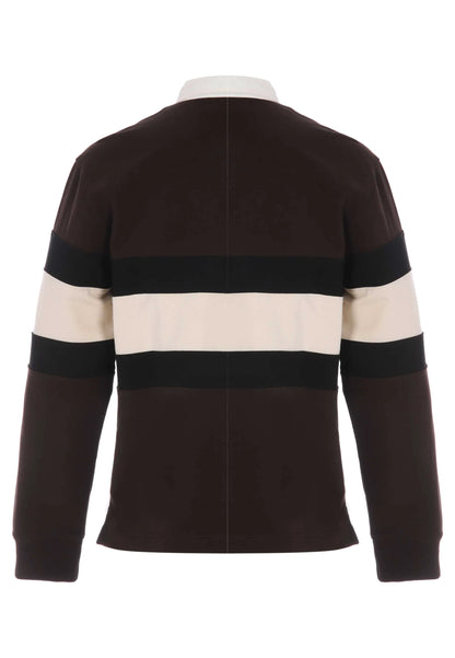 Mens Brown Stripe Rugby Sweatshirt