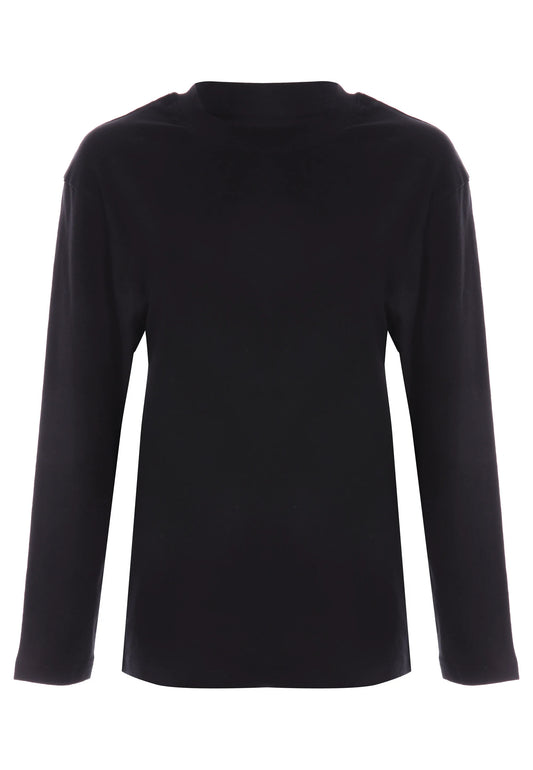 Older Boys Black Cotton Long Sleeve T-Shirt