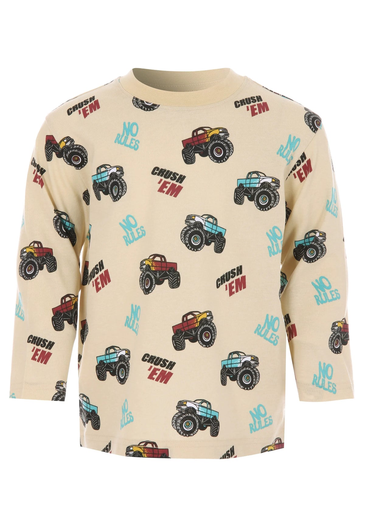 Younger Boys Stone Cotton Monster Truck T-Shirt