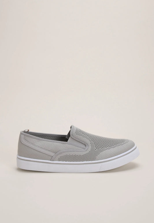 Mens Grey Casual Slip On Skater Trainer