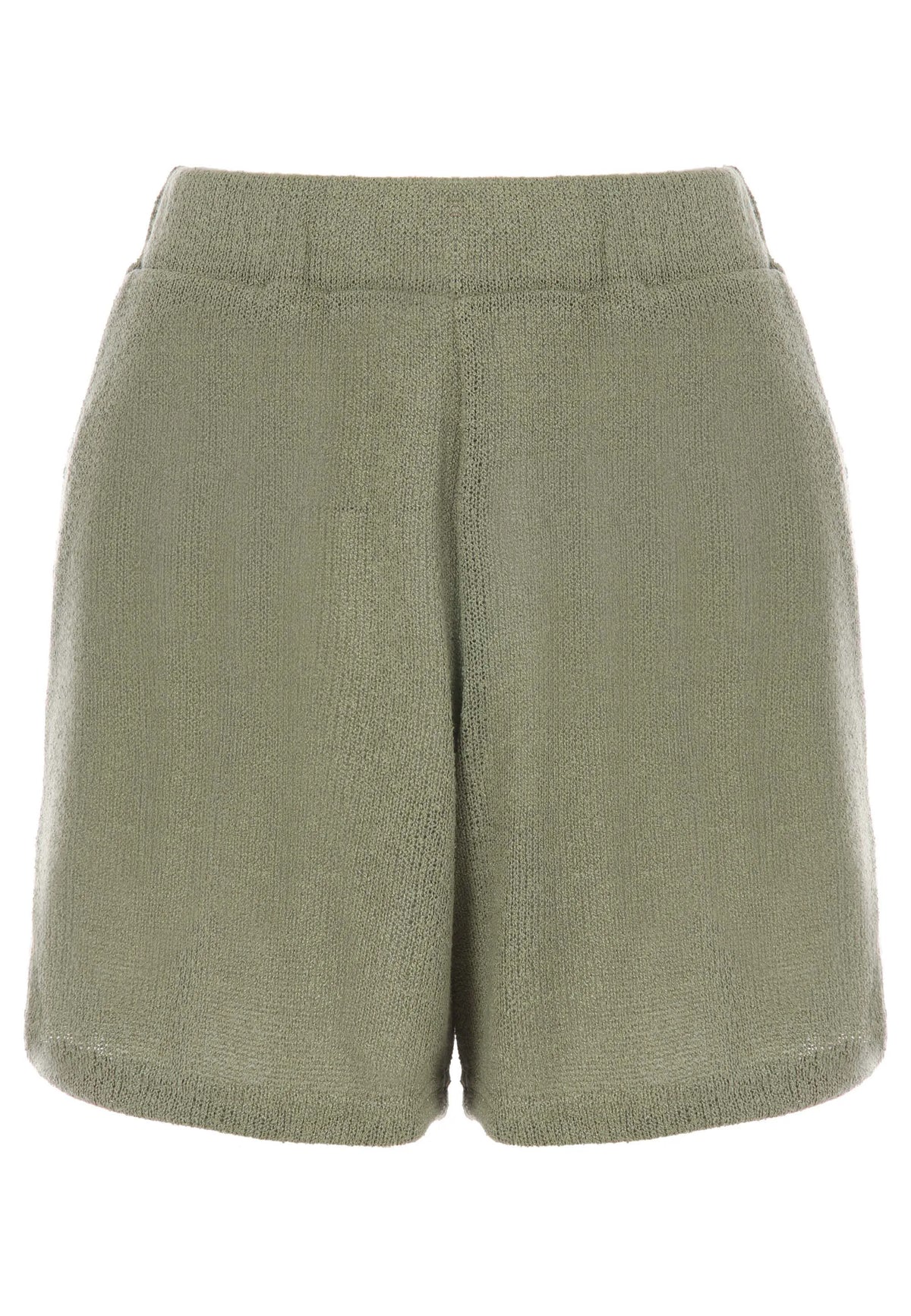 Womens Khaki Textured Shorts