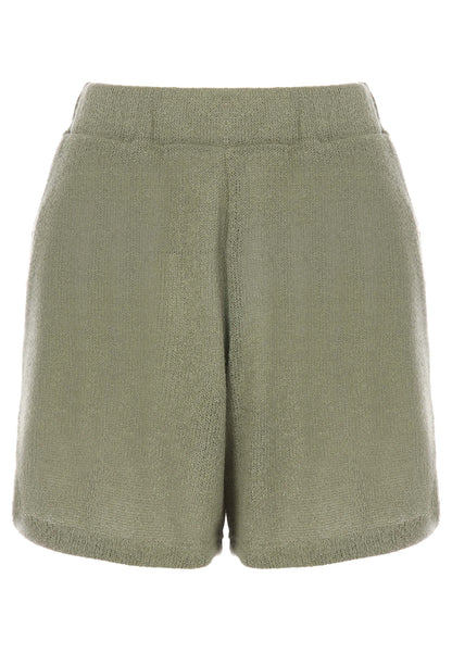 Womens Khaki Textured Shorts
