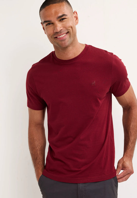 Mens Red Plain Cotton T-Shirt