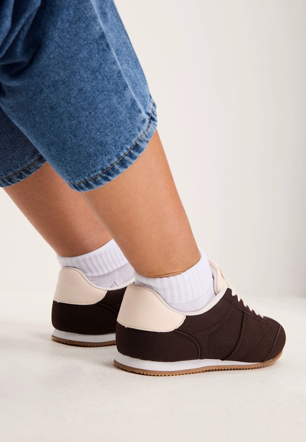 Womens Chocolate Brown Suedette Low Profile Trainers