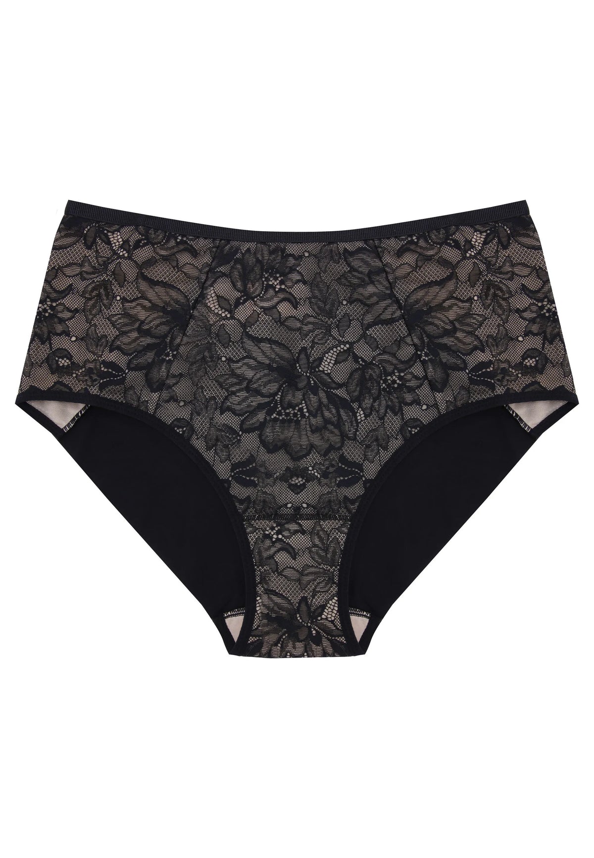 Womens Black Lace Seamless Control Briefs