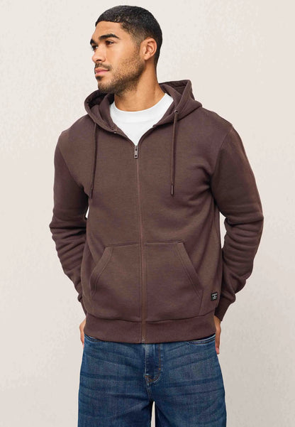 Mens Chocolate Brown Zip Thru Hoodie