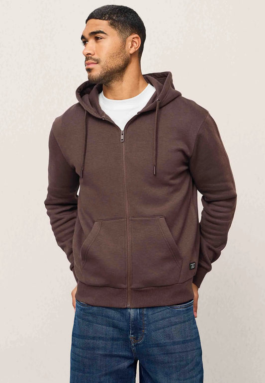 Mens Chocolate Brown Zip Thru Hoodie