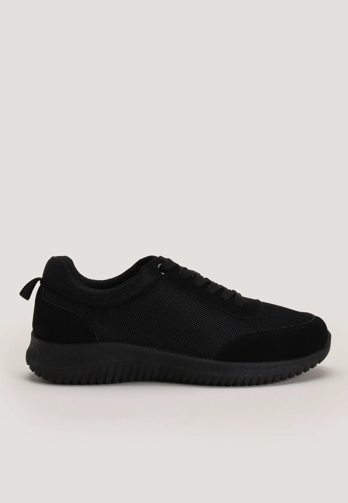 Womens Plain Black Runner Trainers