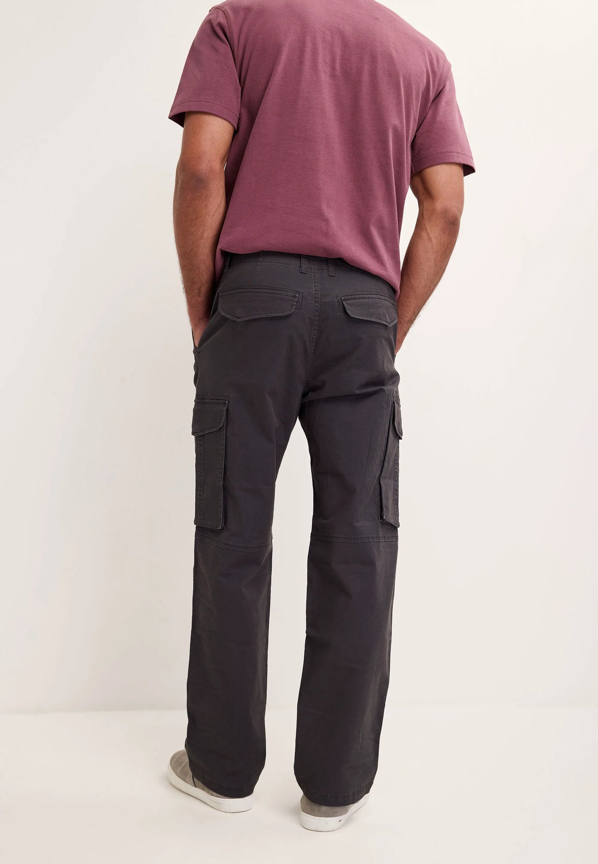 Mens Charcoal Cargo Relaxed Trousers