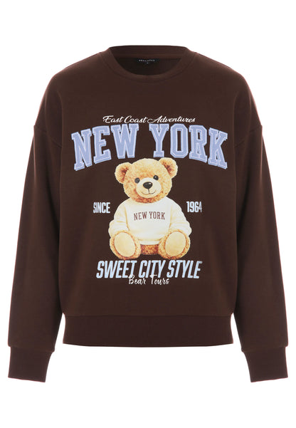 Womens Chocolate Brown Teddy Bear Sweatshirt