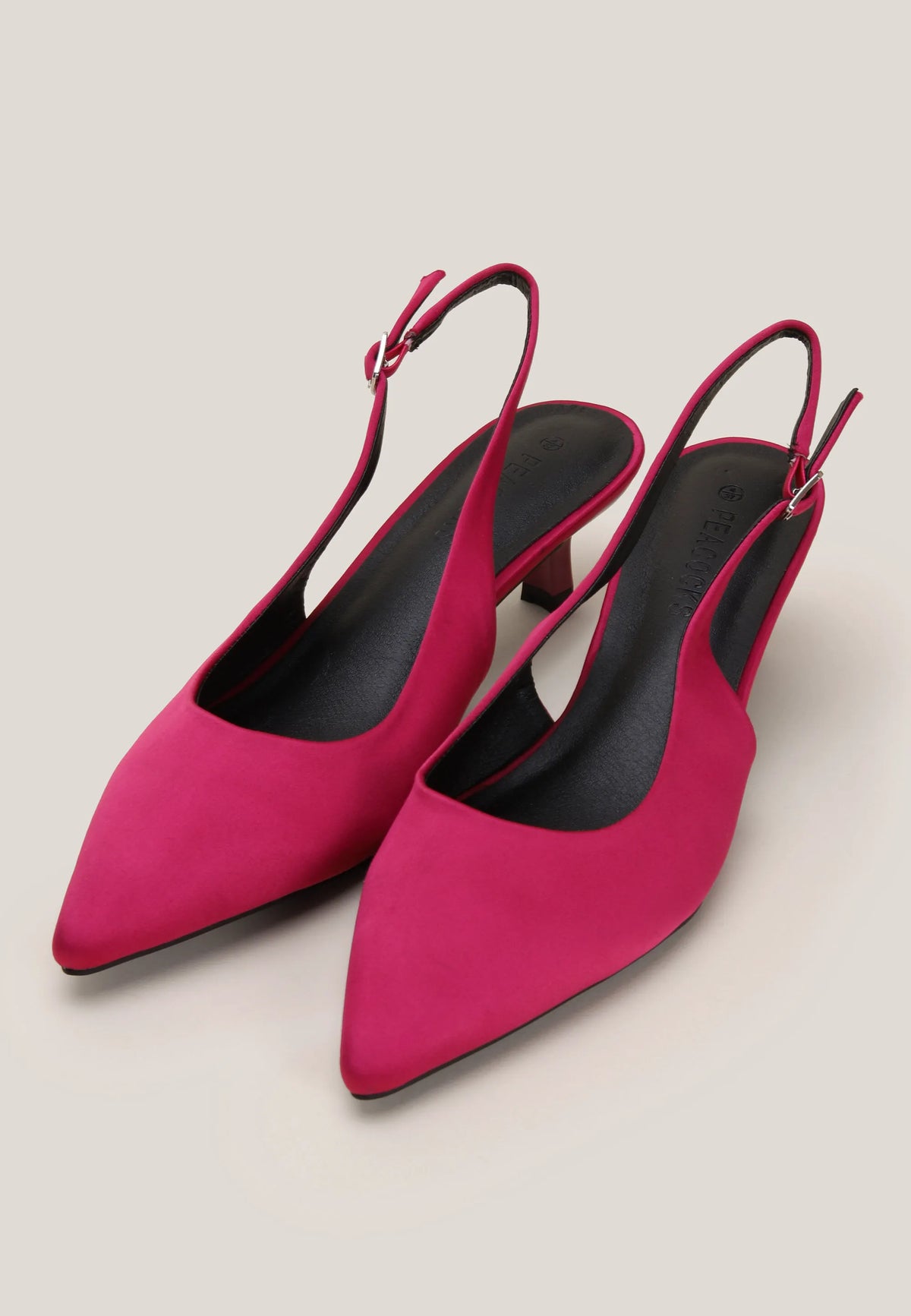 Womens Pink Satin Stiletto Heel Slingback Pumps