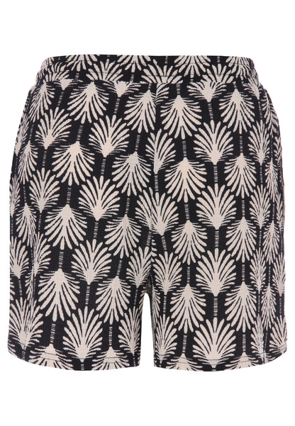 Womens Black Leaf Print Shorts