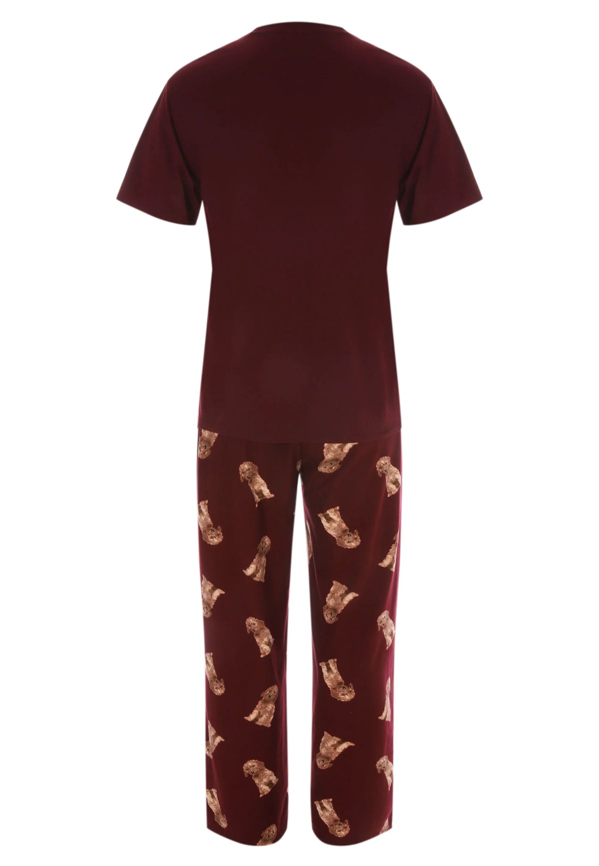 Mens Burgundy Dog Print Family Pyjama Set