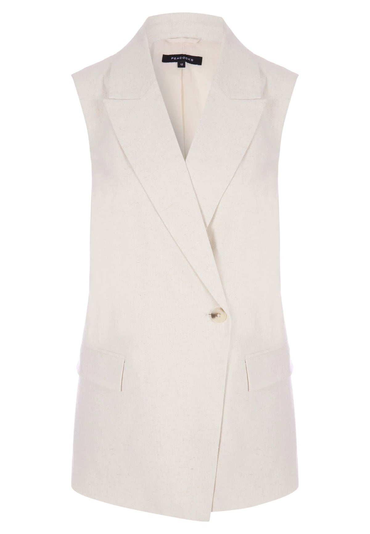 Womens Cream Linen Blend Waistcoat