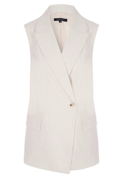 Womens Cream Linen Blend Waistcoat