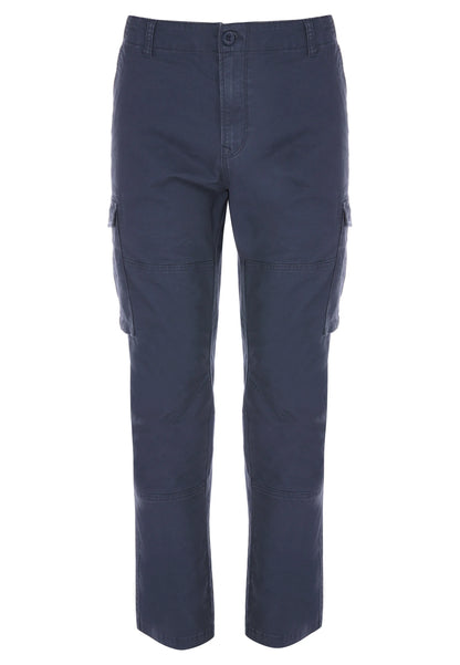 Mens Dark Blue Cargo Straight Leg Trousers