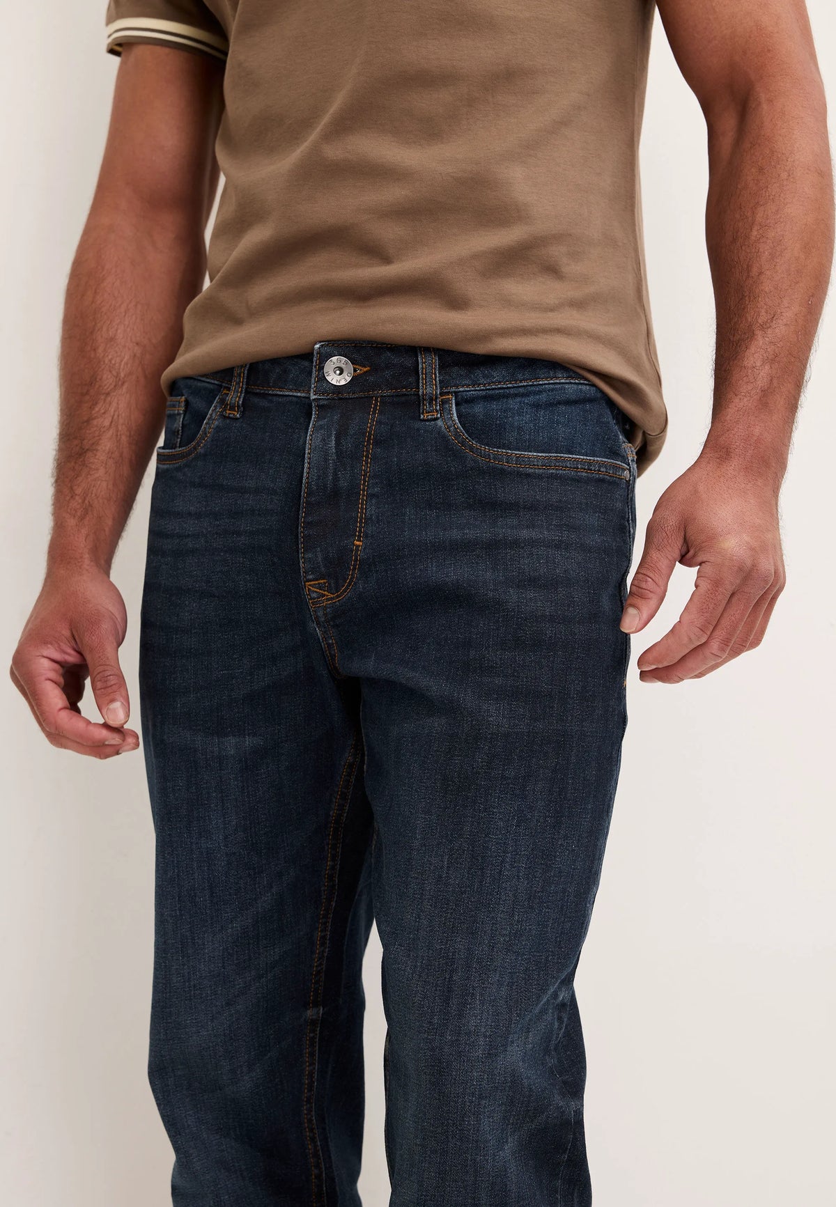 Mens Dark Blue Plain Ollie Straight Leg Jeans