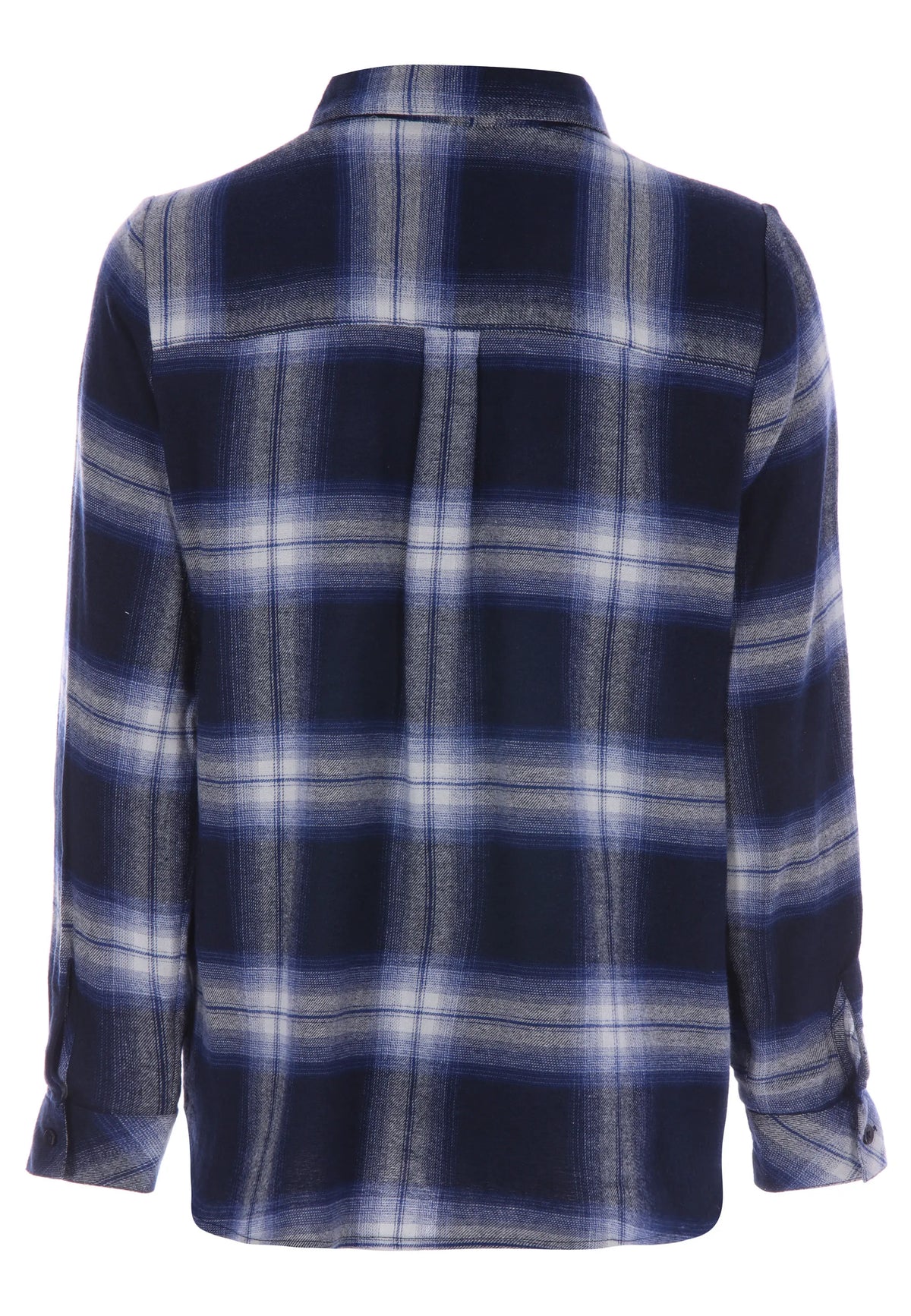 Womens Navy Long Sleeve Check Shirt