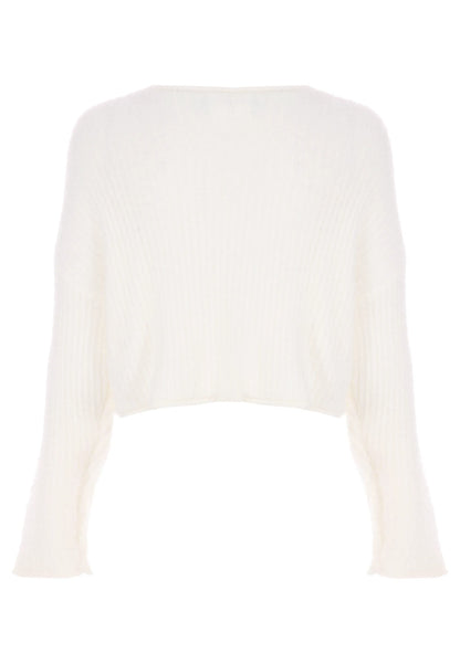 Older Girls Cream Ribbed Jumper