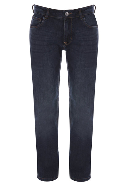 Mens Dark Blue Plain Ollie Straight Leg Jeans