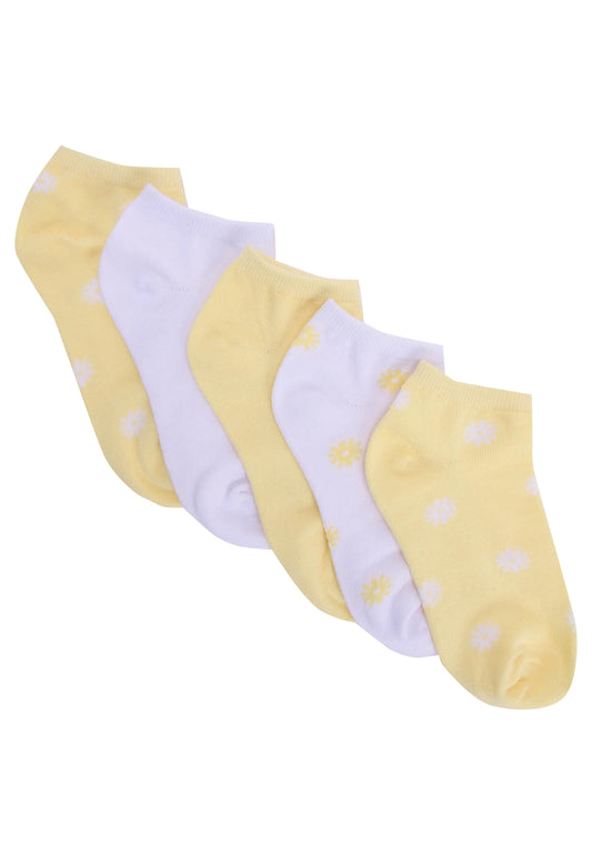 Girls 5pk White Daisy Trainer Socks