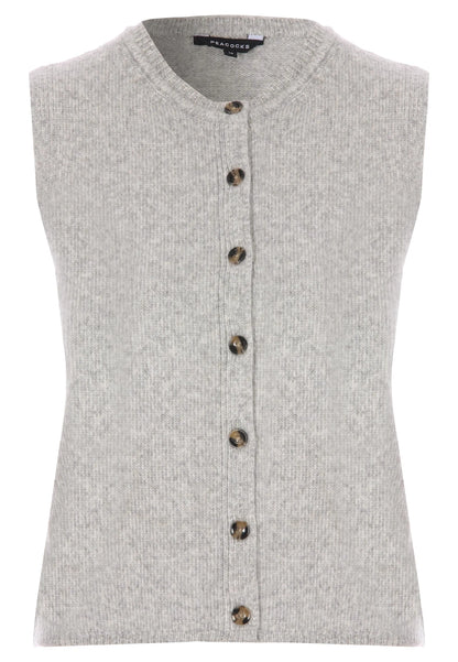 Womens Grey Knit Waistcoat Cardigan
