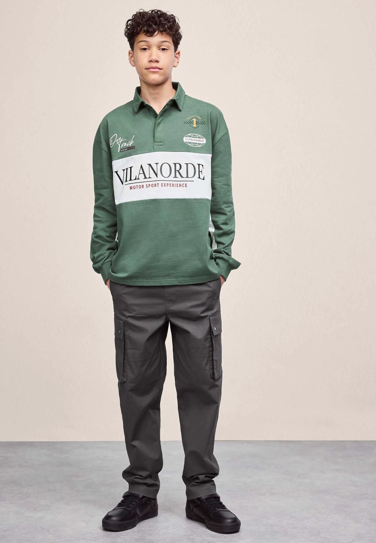Older Boys Green Cotton Rugby Sweat Top