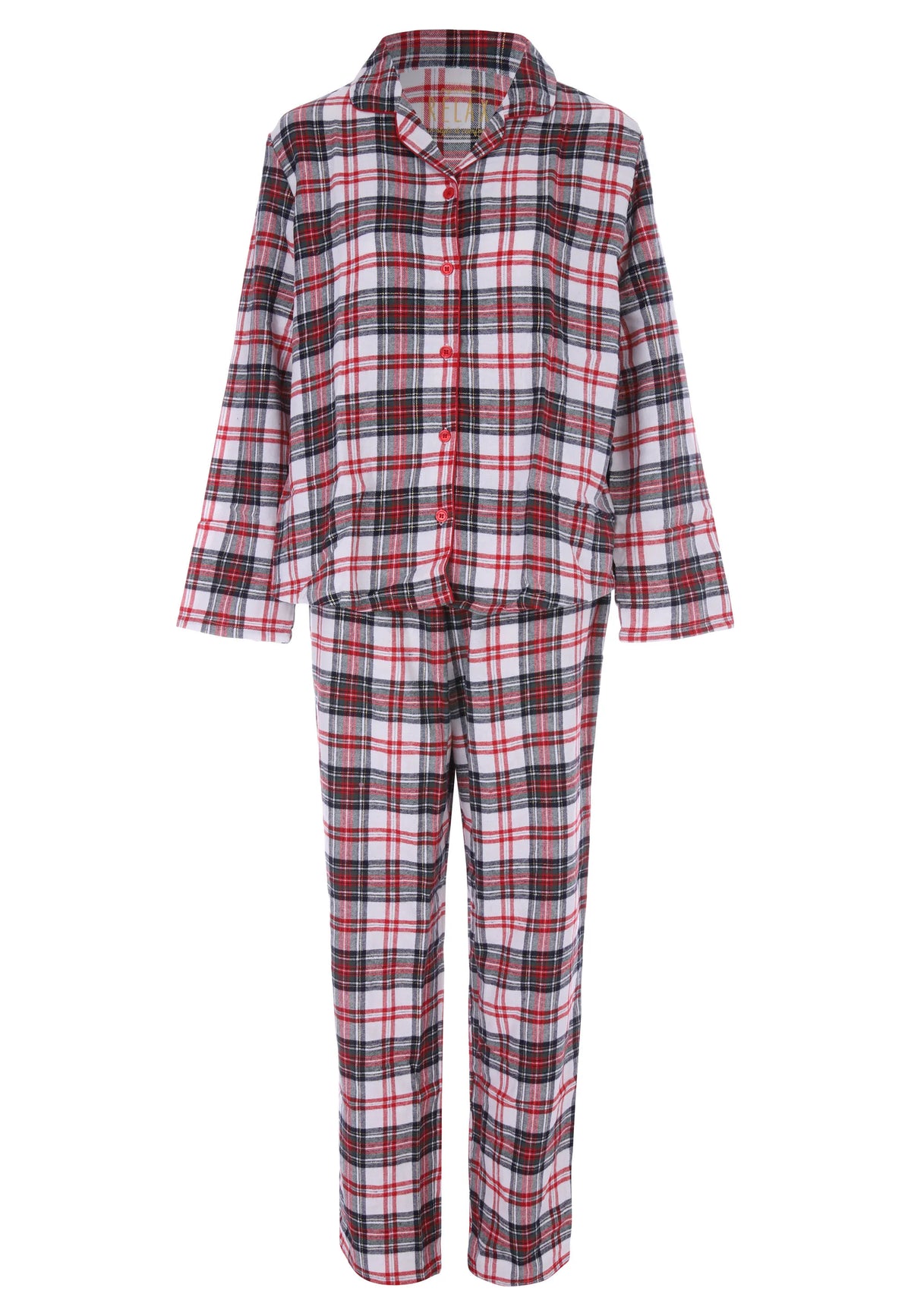 Womens Cream Check Print Cotton Family Pyjama Set