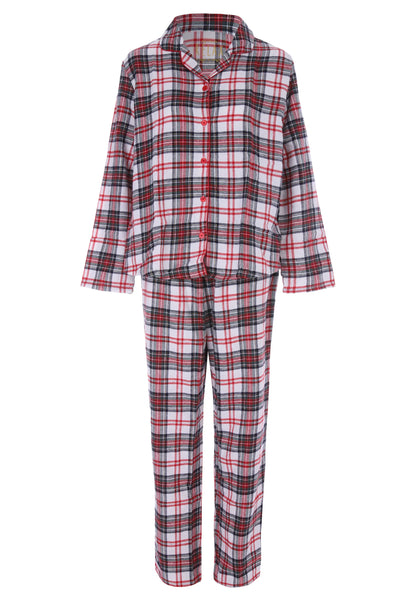 Womens Cream Check Print Cotton Family Pyjama Set