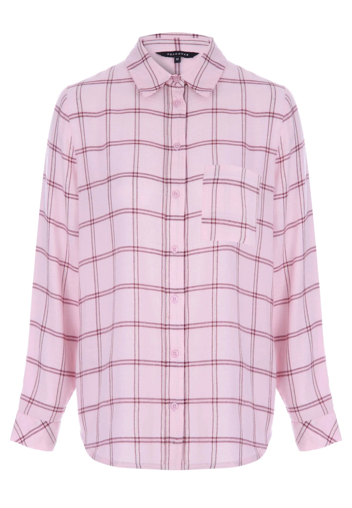 Womens Light Pink Tonal Long Sleeve Check Shirt