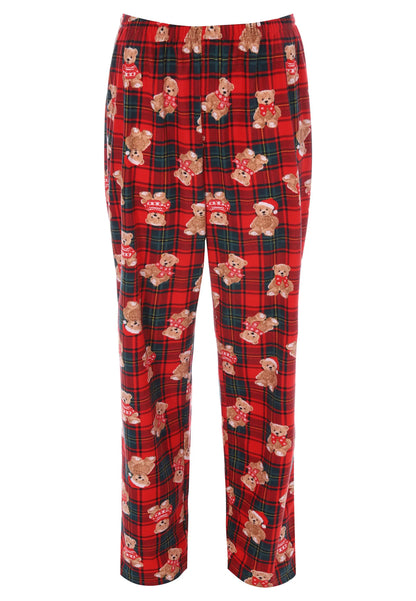 Womens Red Check Teddy Bear Family Pyjama Set