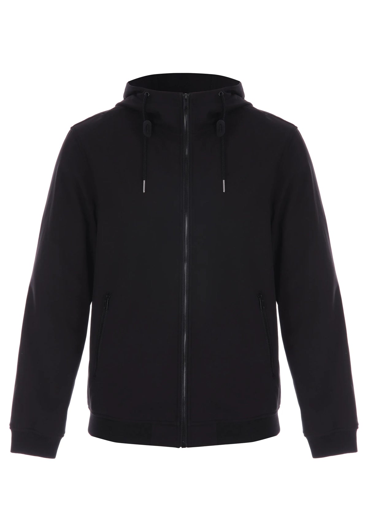 Mens Black Soft Shell Hooded Jacket