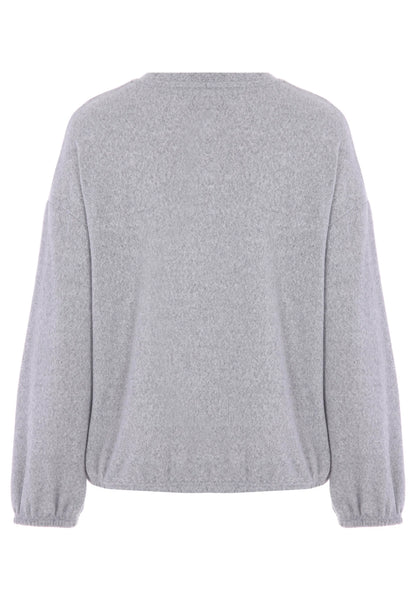 Womens Grey Soft Touch Long Sleeved Pyjama Top