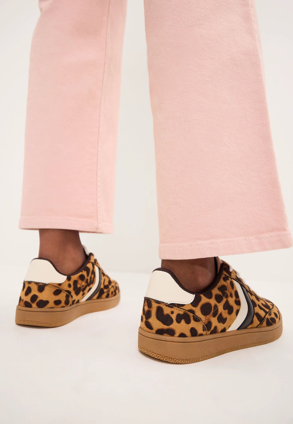 Womens Brown Leopard Print Retro Trainers