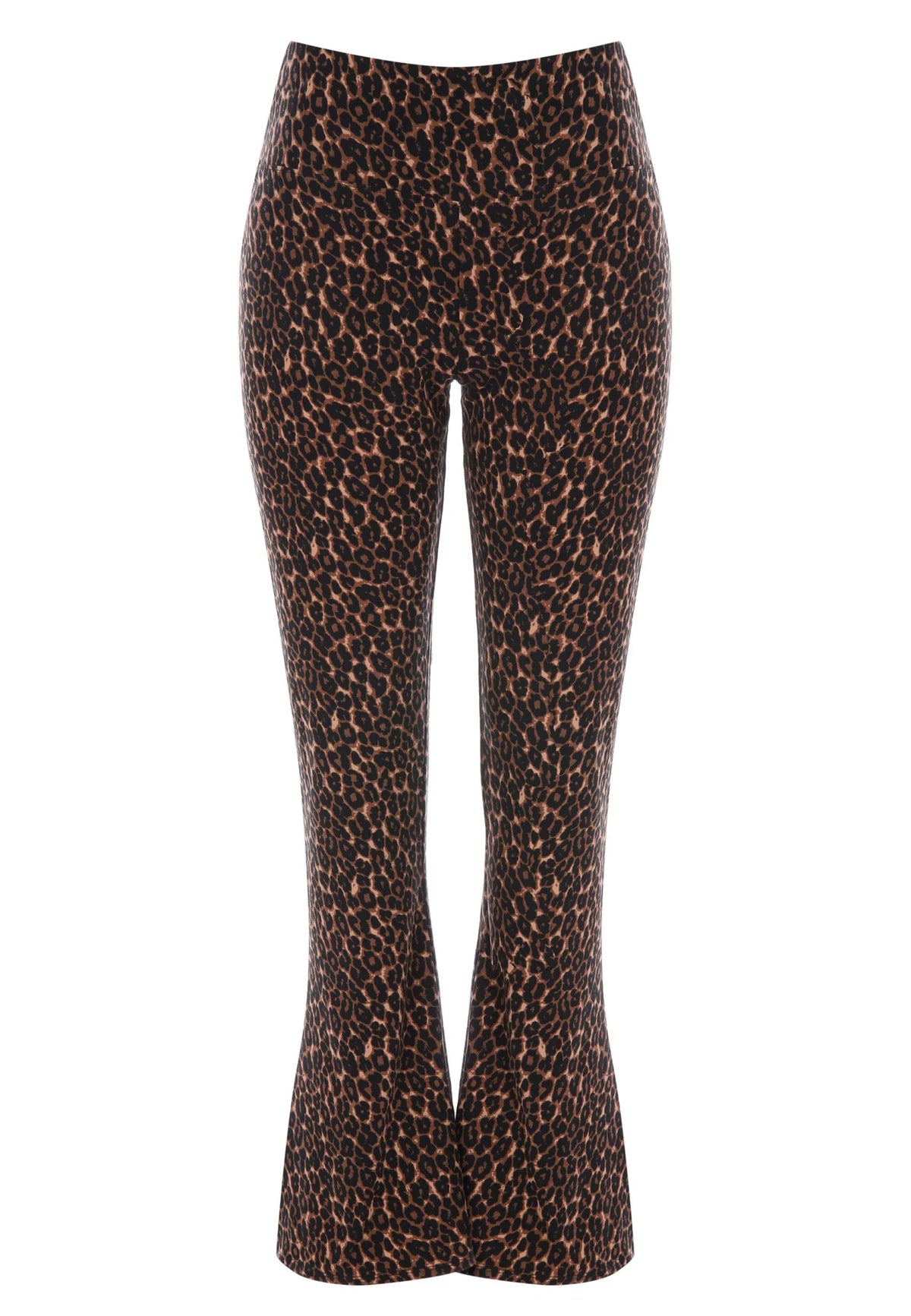 Womens Brown Leopard Print Jersey Flare Leggings