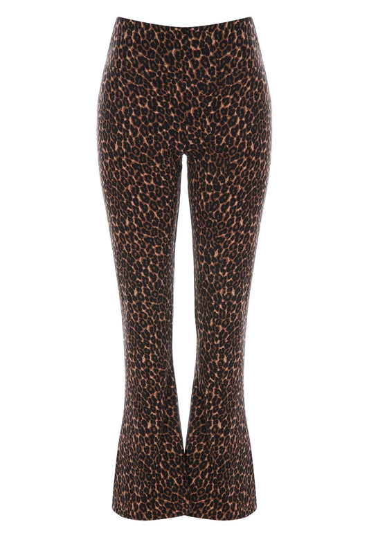 Womens Brown Leopard Print Jersey Flare Leggings