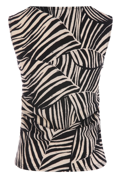 Womens Black Zebra Ruche Side Top