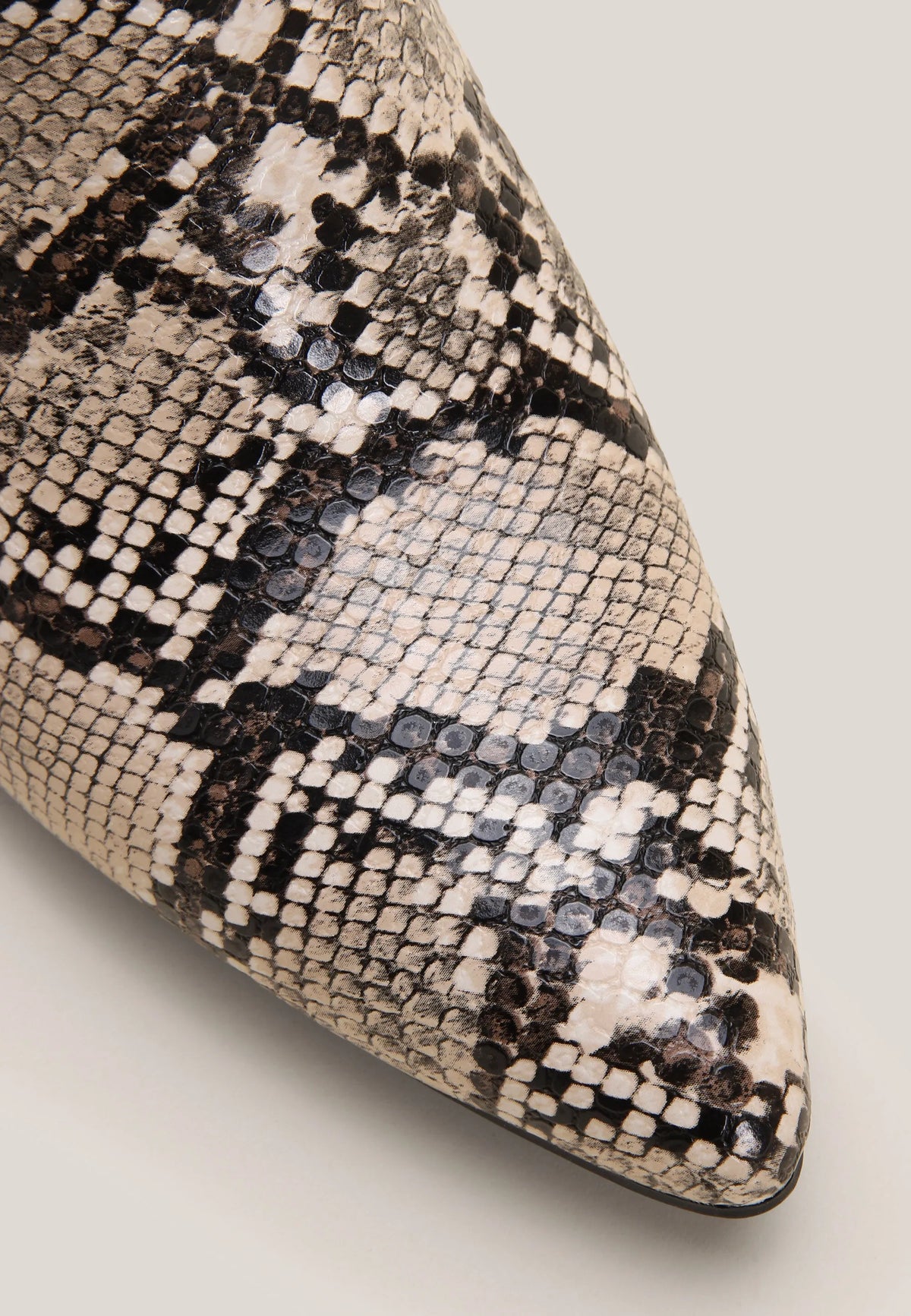 Womens Beige Snake Print Kitten Heel Boots