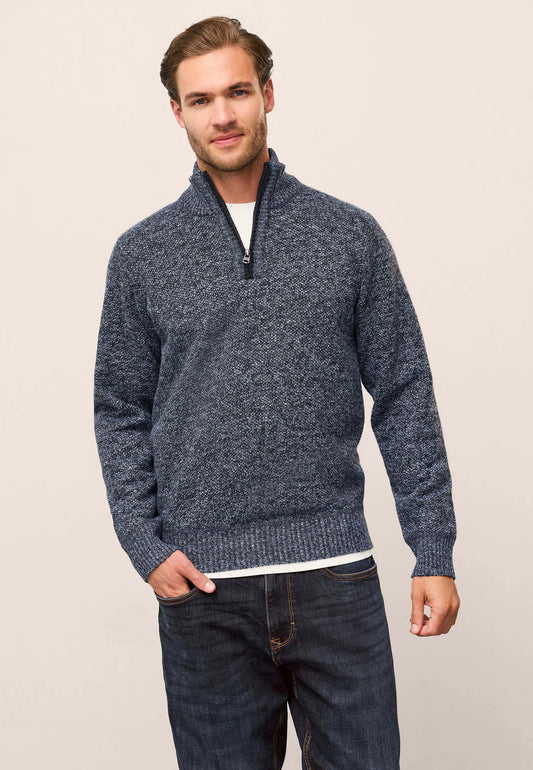Mens Blue Sherpa Quarter Zip Jumper