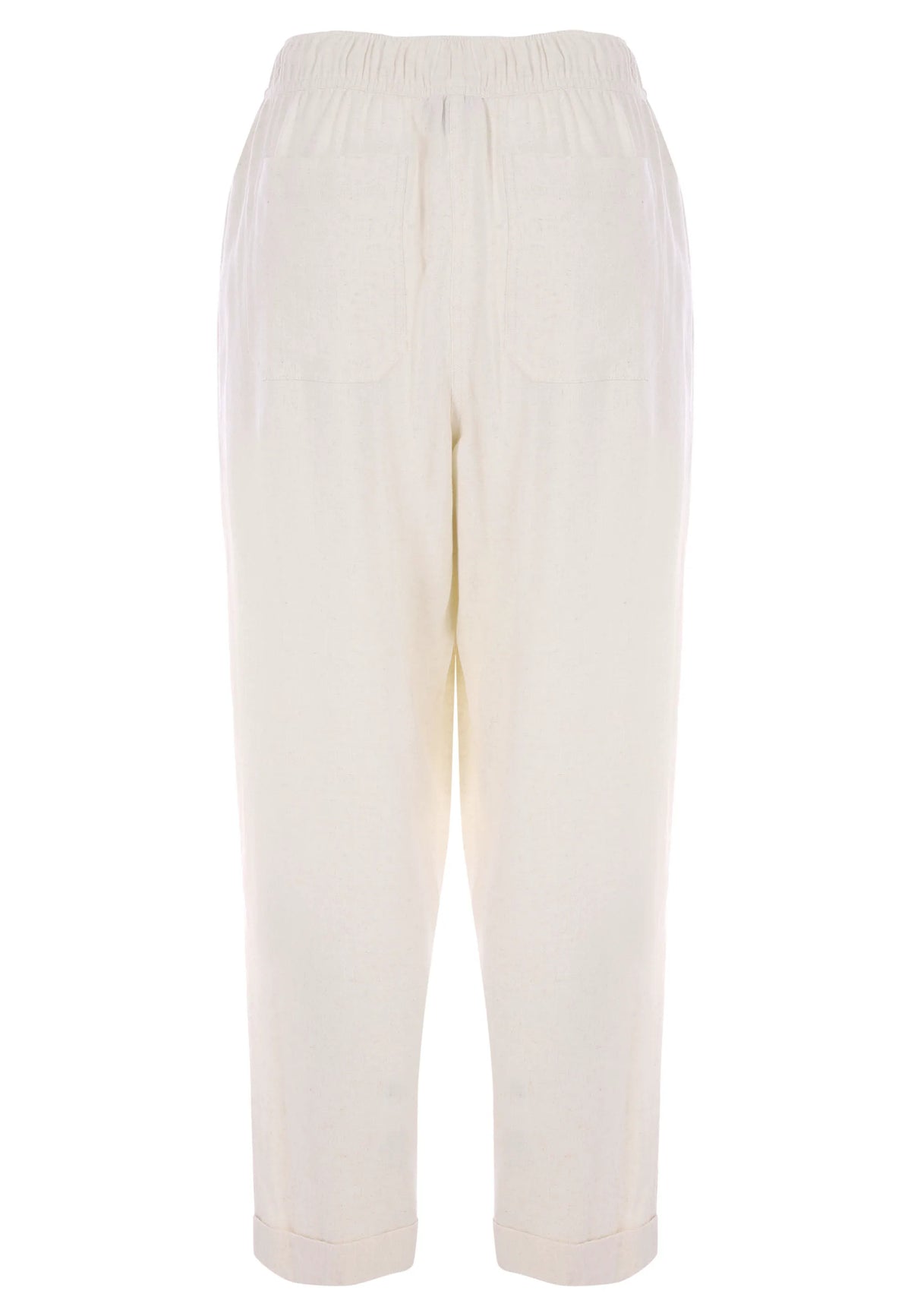 Womens Cream Linen Blend Tapered Leg Trousers
