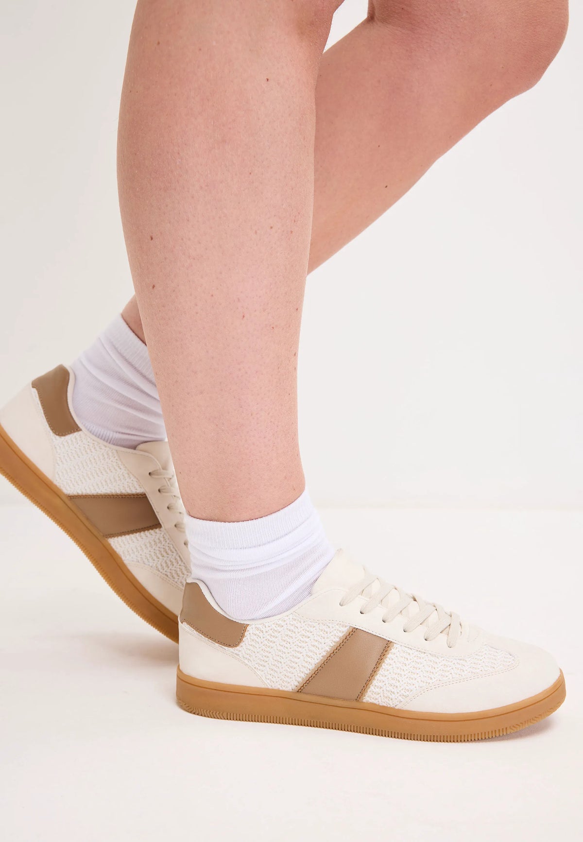 Womens Brown Retro Stripe Gum Sole Trainers