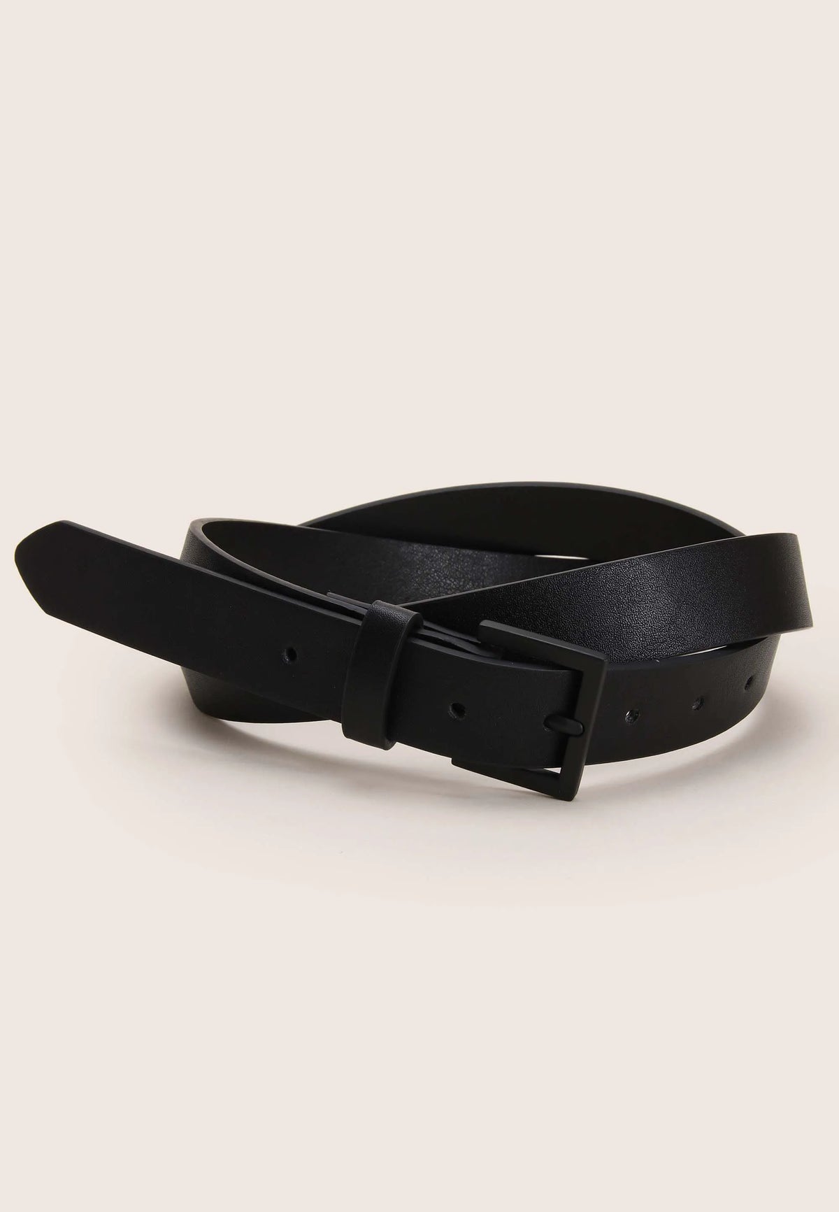 Mens Black Skinny Matte Belt