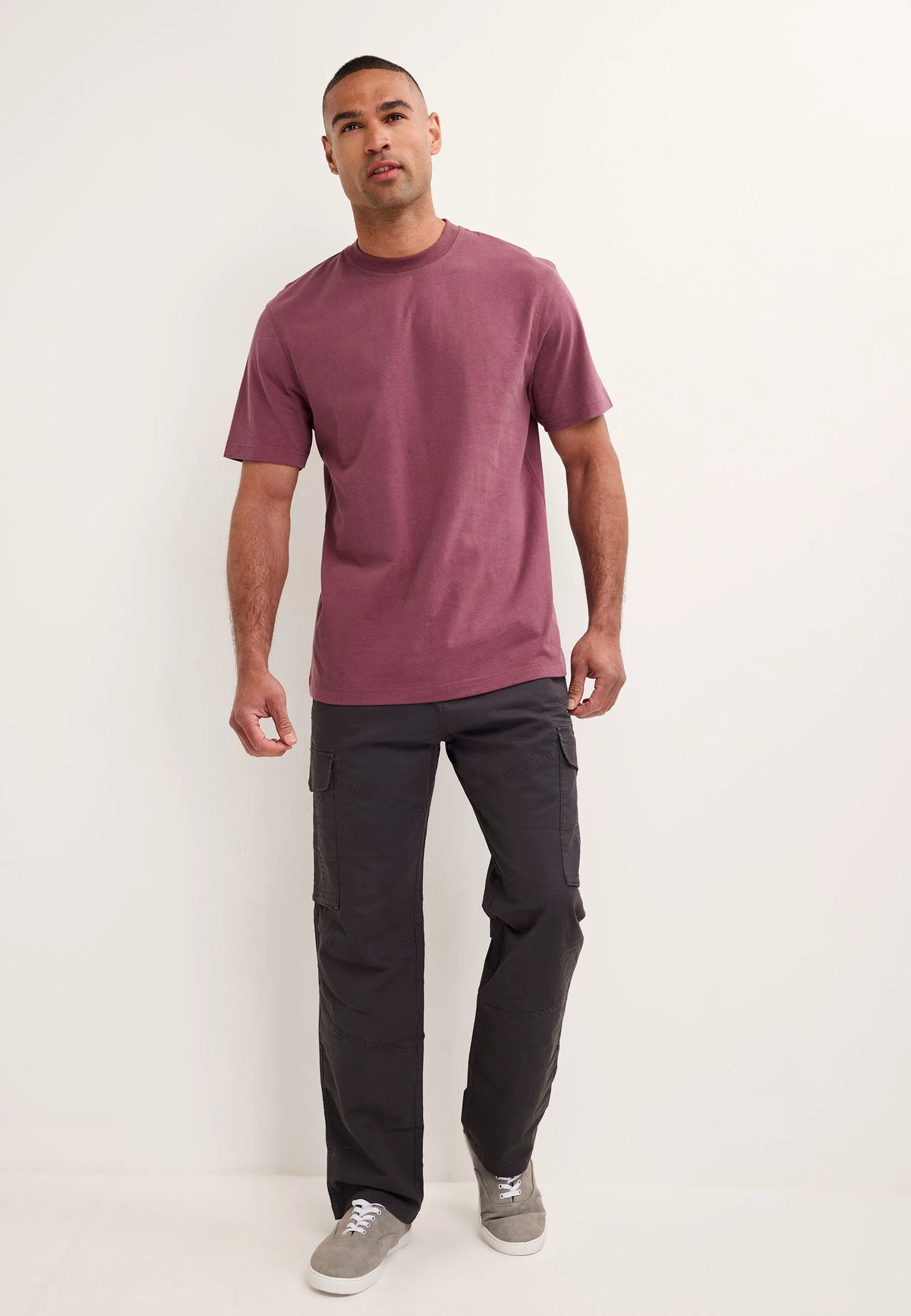 Mens Charcoal Cargo Relaxed Trousers